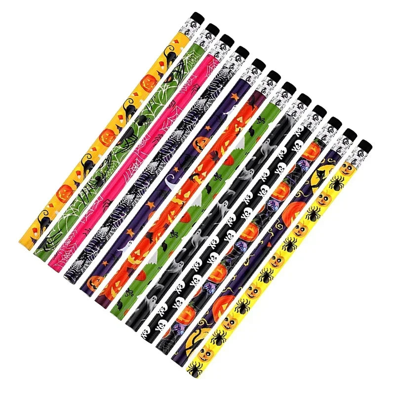 12 To 36pcs Halloween Pencils With Cartoon Eraser For Students