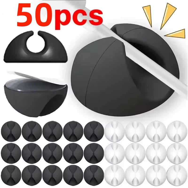 5/50Pcs Cable Clip Organizer Round Cord Clips Wire Holder Clamp