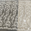 Off White Embroidery Mesh Lace Fabric For Evening Dress Sewing