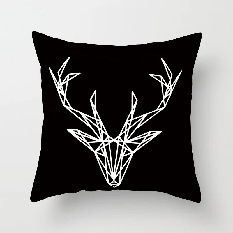 Black And White Geometric Cushion Cover Cube Letter Print Sofa Pillow