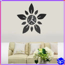 40Cm DIY Acrylic Mirror Wall Clock Sticker Flower Leaf Design