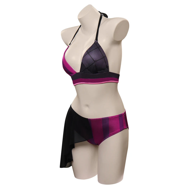 LOL Jinx Cosplay Swimsuit Summer Bikini Swimwear Skirt Costume