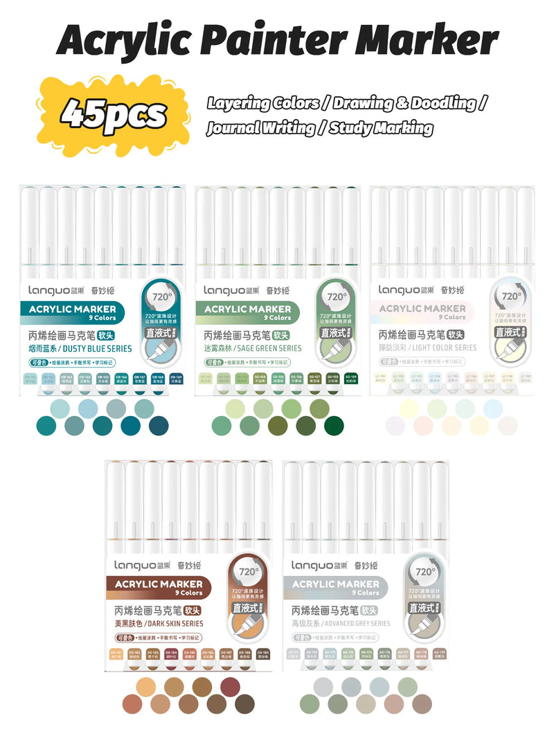 9pcs Acrylic Markers Set For Rock Painting Glass DIY Craft Supplies