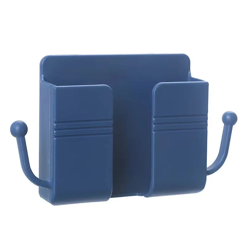 Punch Free Wall Shelf Organizer With Remote And Phone Holder Stand