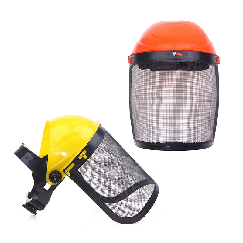 Garden Grass Trimmer Safety Helmet With Full Face Mesh Mask