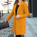 Women Wool Blend Coat Double Breasted Long Sleeve Office Winter Overcoat