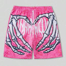 Men Swim Trunks Elastic Waist Summer Beach Shorts Hand Print