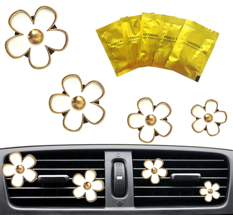 4Pcs Car Air Freshener Clips Daisy Scented Vent Aroma Accessories