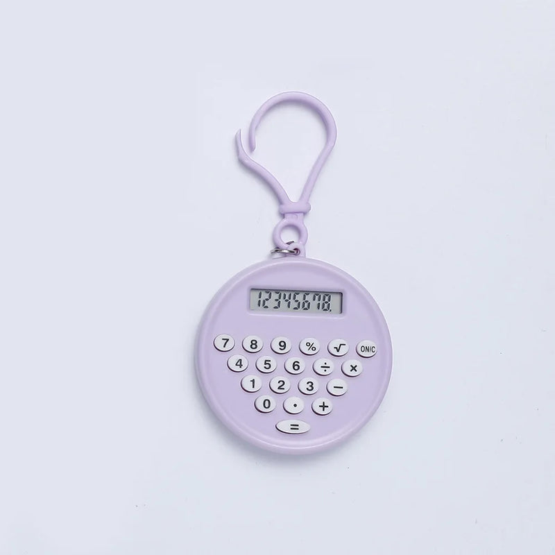 Mini Calculator Pendant Small Round Silent Button Portable Keychain