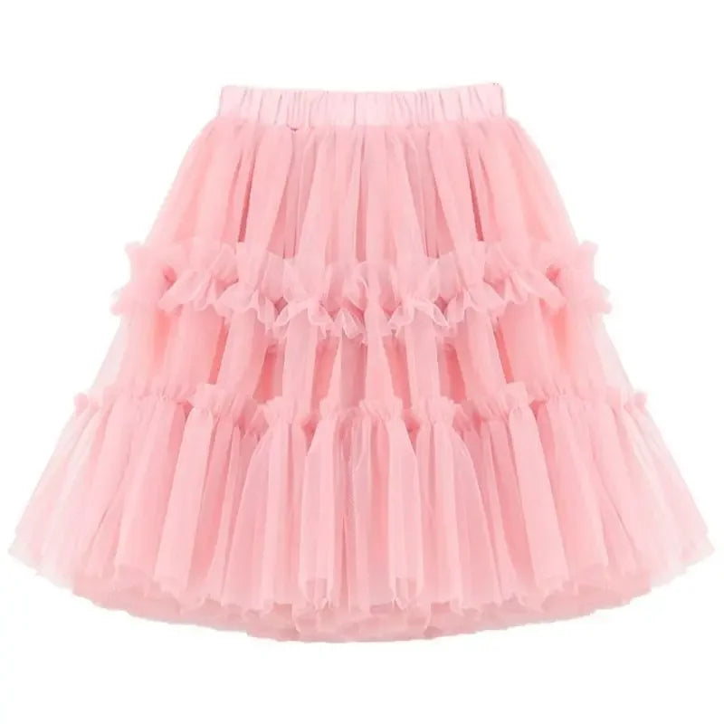 Girls Tutu Dress Mid-length Birthday Party Dance Princess Skirt