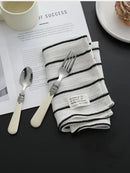 Striped Tablecloth Black White Dining Mat Coaster Home Decor Cloth