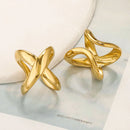 Gold Texture Stainless Steel Adjustable Geometric Rings For Women