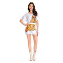 70s Retro T-shirt Women Cosplay Costume Halloween Carnival Dress