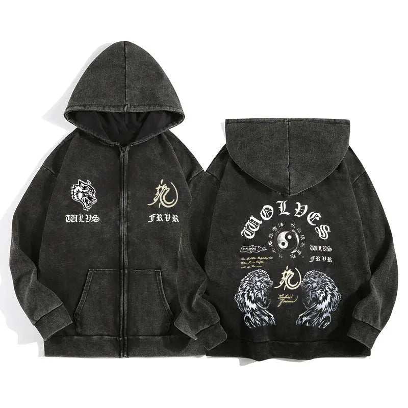Darc Wolves Cotton Zip Up Hoodies For Men And Women Casual Jacket