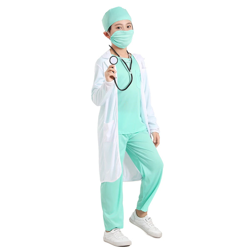 Kids Doctor Costume Surgeon Uniform For Boys Hospital Role Play