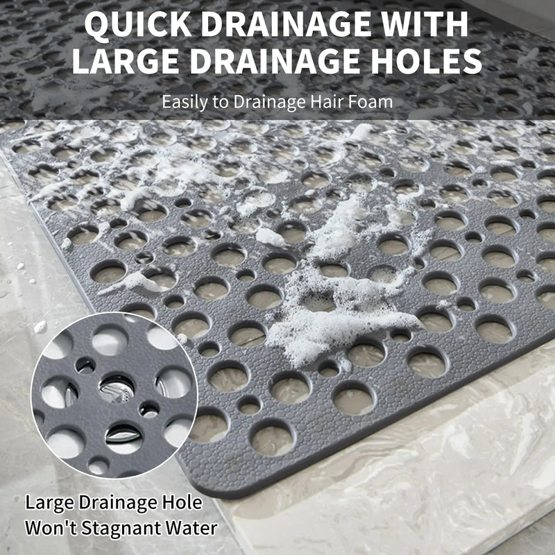 Anti Slip Bath Mat With Drain Holes Antibacterial Rubber Shower Mat