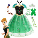 Anna Dress For Kids Green Princess Halloween Party Gown