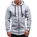 Mens Zip Hooded Sweatshirt Jacket Solid Colour Casual Lightweight Top