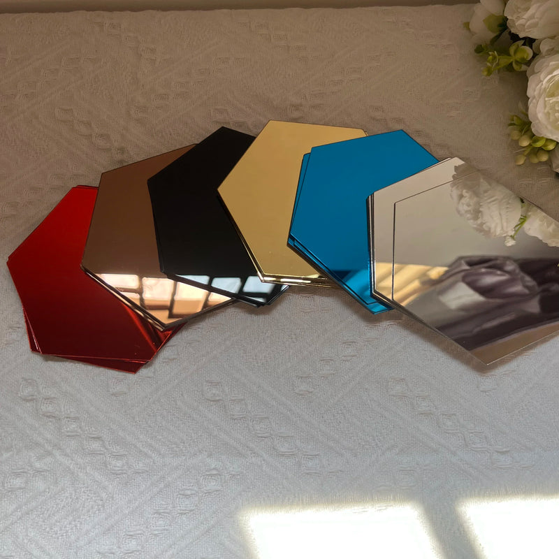 Hexagon Acrylic 3D Mirror Wall Sticker Set For Home Decoration