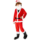 Santa Claus Costume For Kids Ages 4-13 With Hat Beard Belt Shoe Covers