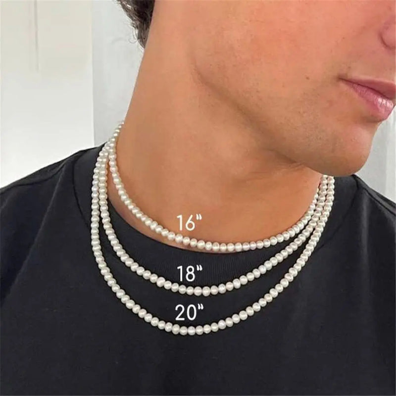 Artificial White Pearl Necklace Elegant Beaded Choker For Men Women