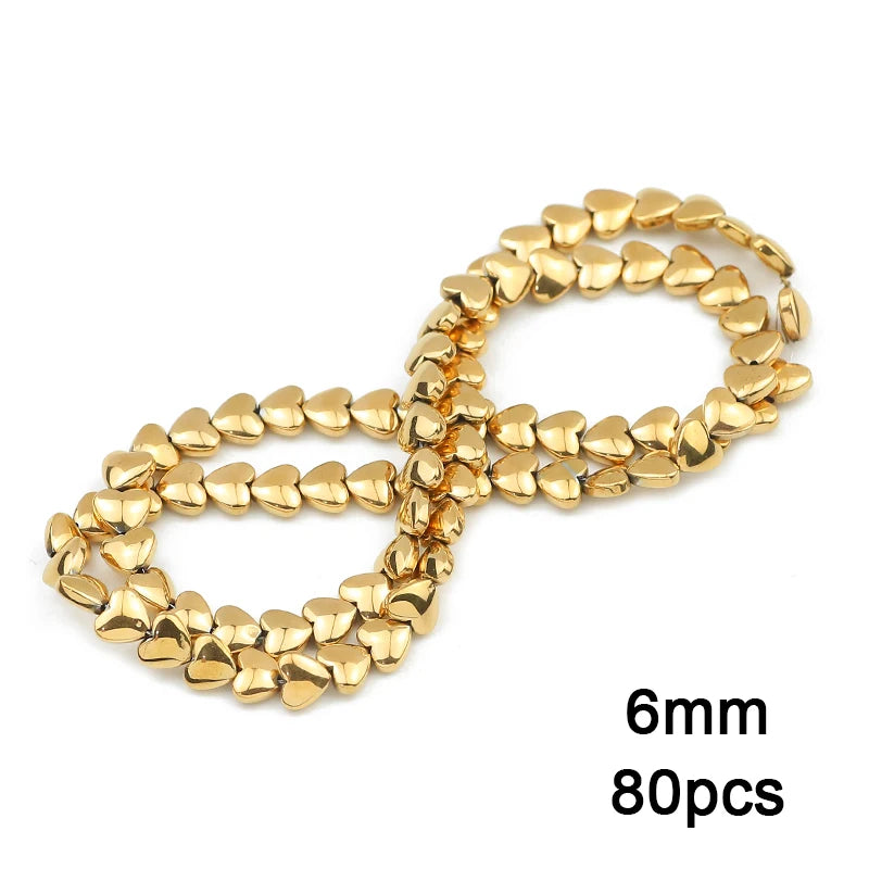 Gold Plated Hematite Beads Star Heart Shapes Loose Jewelry Beads