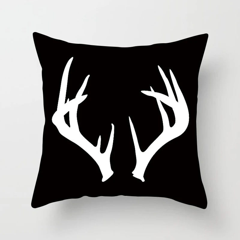 Black And White Geometric Cushion Cover Cube Letter Print Sofa Pillow