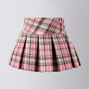 Girls Plaid Skirt Summer A-line High Waist College Style Short Skirt