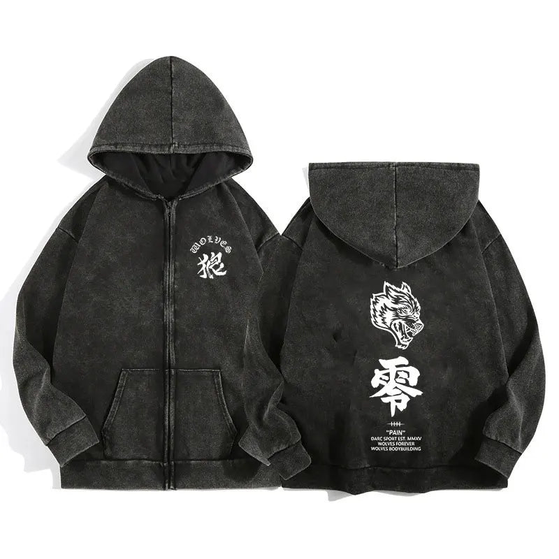 Darc Wolves Cotton Zip Up Hoodies For Men And Women Casual Jacket