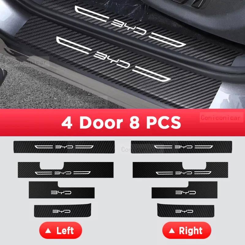 Car Carbon Fiber Door Sill Sticker For BYD Dolphin Mini EV Threshold