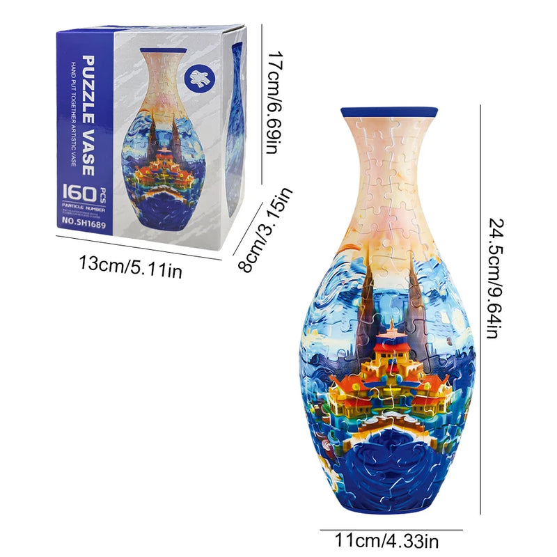3D Puzzle Vase Building Blocks DIY Flowerpot Home Decoration Ornament