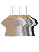 Women's Slim Fit Casual T Shirt Short Sleeve Solid Trendy Top