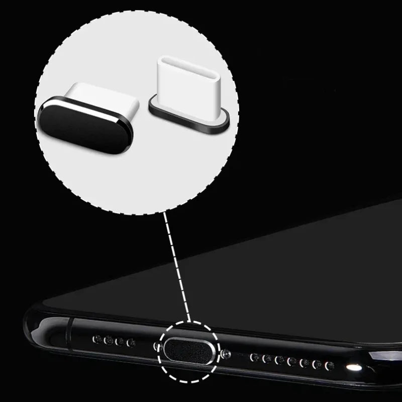 Charging Port Dust Plug With Cleaning Brush For IPhone Samsung Xiaomi