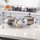Stainless Steel Chafing Dish Round Buffet Warmer With Lid And Fuel Holder