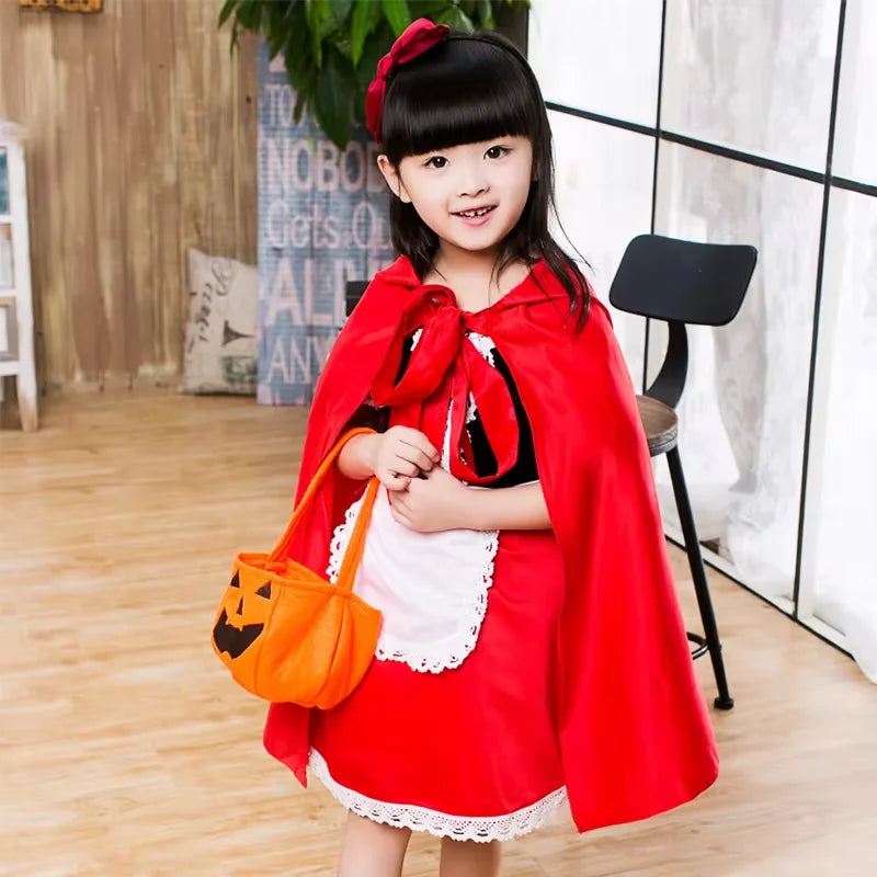 Girls Little Red Riding Hood Costume Halloween Christmas Performance Dress