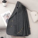Elegant Women's Woolen Jackets Casual Korean Style Blazers Outerwear